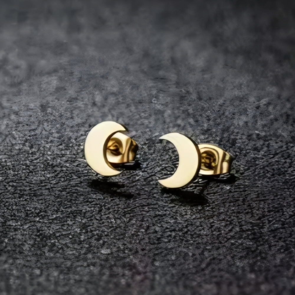 NEW Golden Moon Stainless Steel Earrings